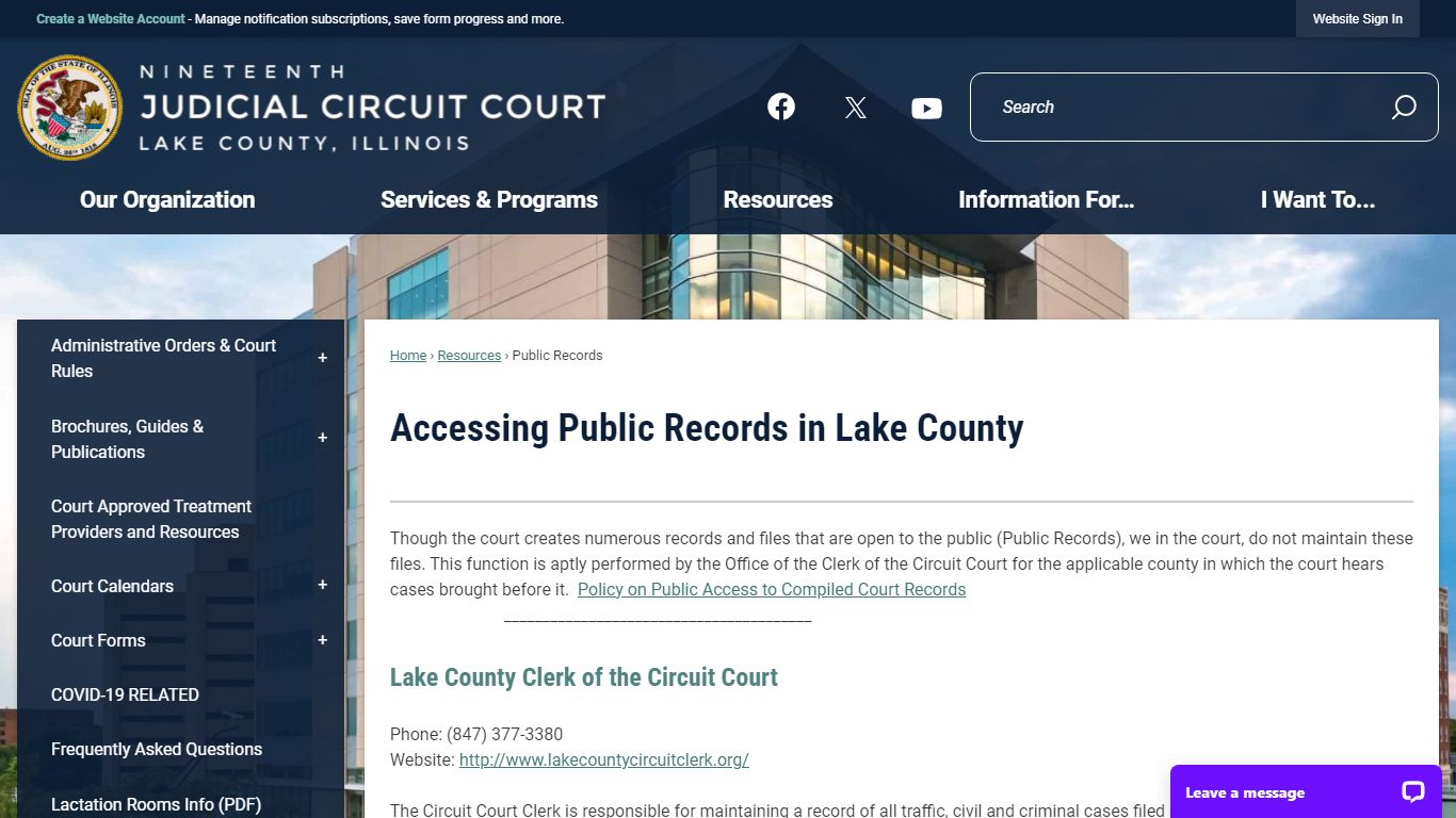 Accessing Public Records in Lake County | 19th Judicial Circuit Court, IL